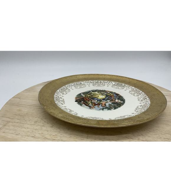 Vintage W.S. George Crest-O-Gold Decorative Plate Courting Couple 22K Gold USA - Picture 13 of 14